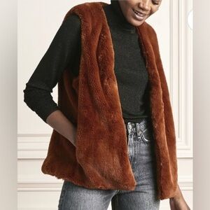 🌟NWT🌟 Stella & Dot Women’s Rust Faux Fur Vest Sz Medium